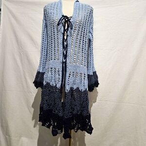 Blue Gradient Fairy Queen Crocheted Coat